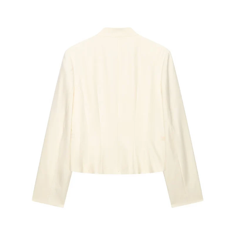 Damen Cropped Militärblazer mit Stehkragen, Zierstreifen und goldenen Statementknöpfen Drune