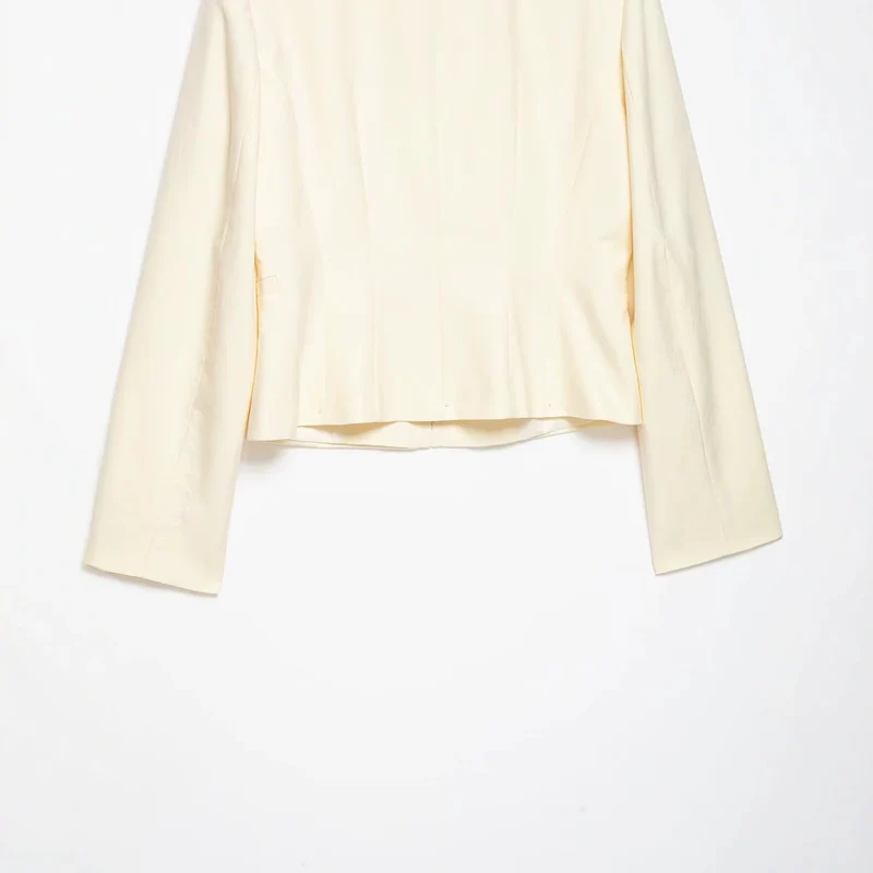 Damen Cropped Militärblazer mit Stehkragen, Zierstreifen und goldenen Statementknöpfen Drune