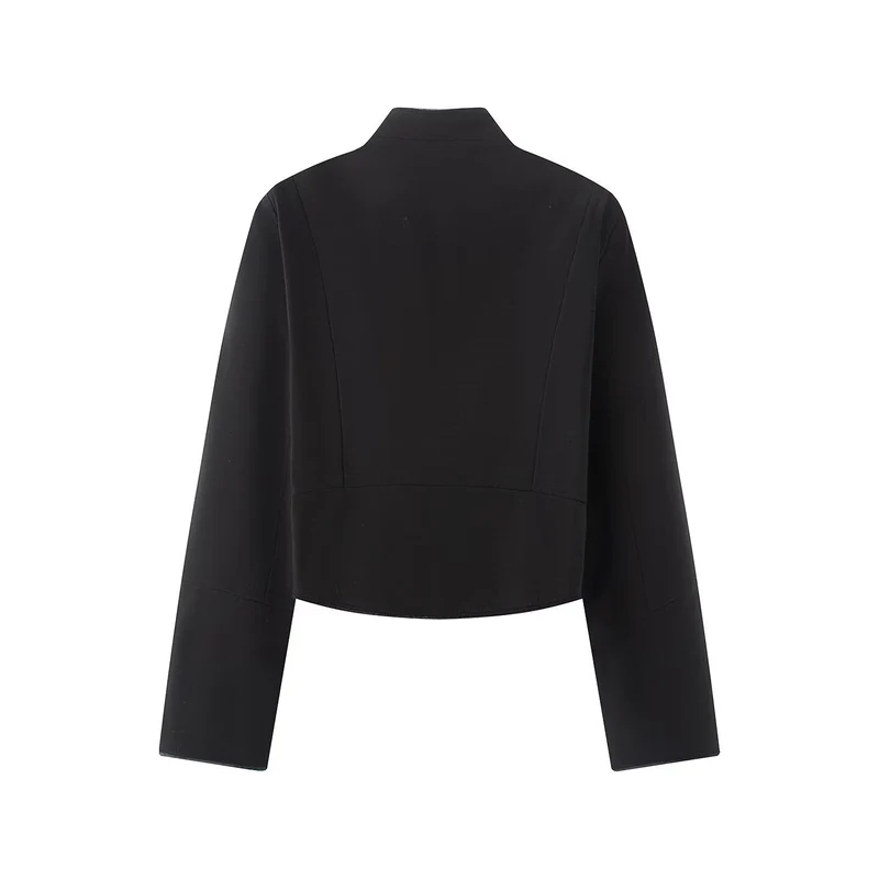Damen Cropped Militärblazer im Uniformstil mit dekorativen Zierstreifen und Messingknöpfen Drune