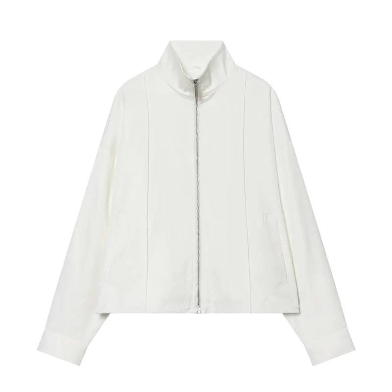 Damen Cropped‑Kastige Übergangsjacke mit Funnelkragen und durchgehendem Reißverschluss Drune
