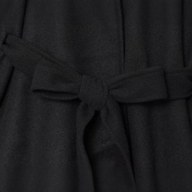 Damen Kurzes Wollcape mit Stehkragen, Bindegürtel und A‑Linien‑Silhouette Drune