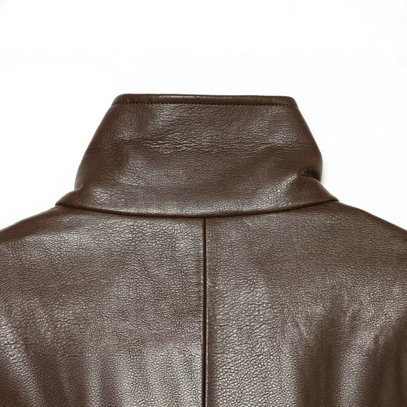 Damen Kurzes Biker‑Blouson in Lederoptik mit hohem Funnelkragen Drune