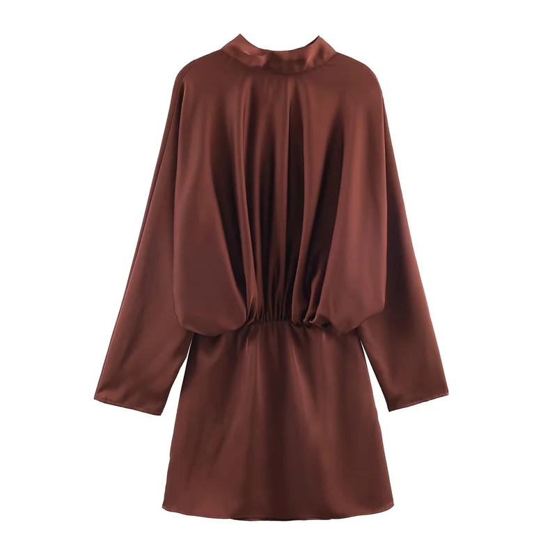 Damen Kurzes A-Linien-Kleid mit Rosen-Jacquard, Volantärmeln und Ziergürtel Drune