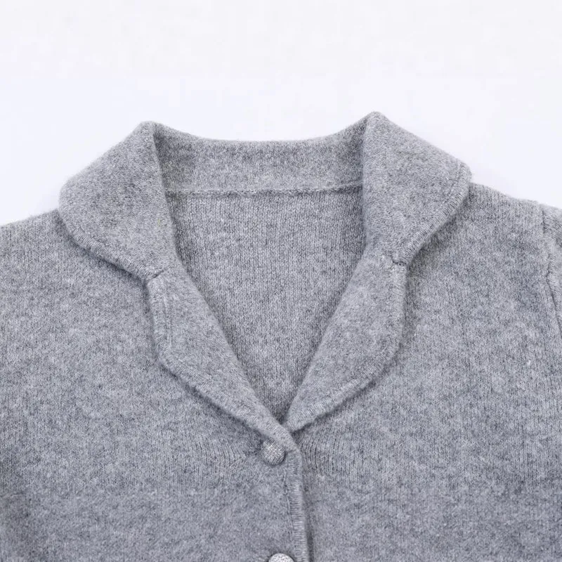 Damen Kurzer Wollmix-Cardigan-Mantel mit Schalkragen und Schmucksteinapplikationen Drune