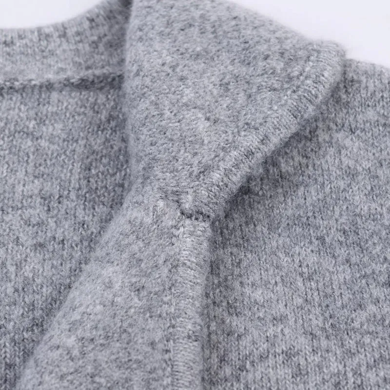 Damen Kurzer Wollmix-Cardigan-Mantel mit Schalkragen und Schmucksteinapplikationen Drune