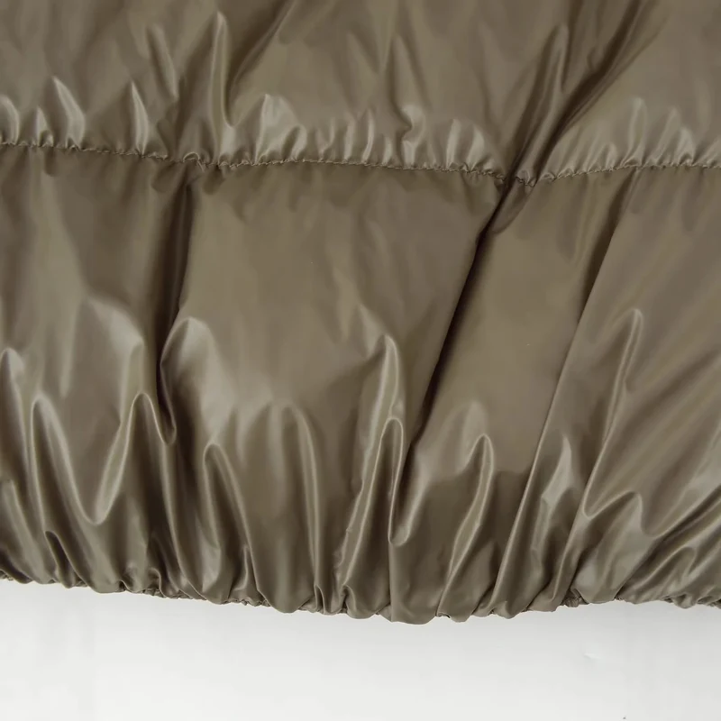 Damen Kurzer wattierter Boxy-Parka mit hohem Stehkragen und Druckknöpfen Drune