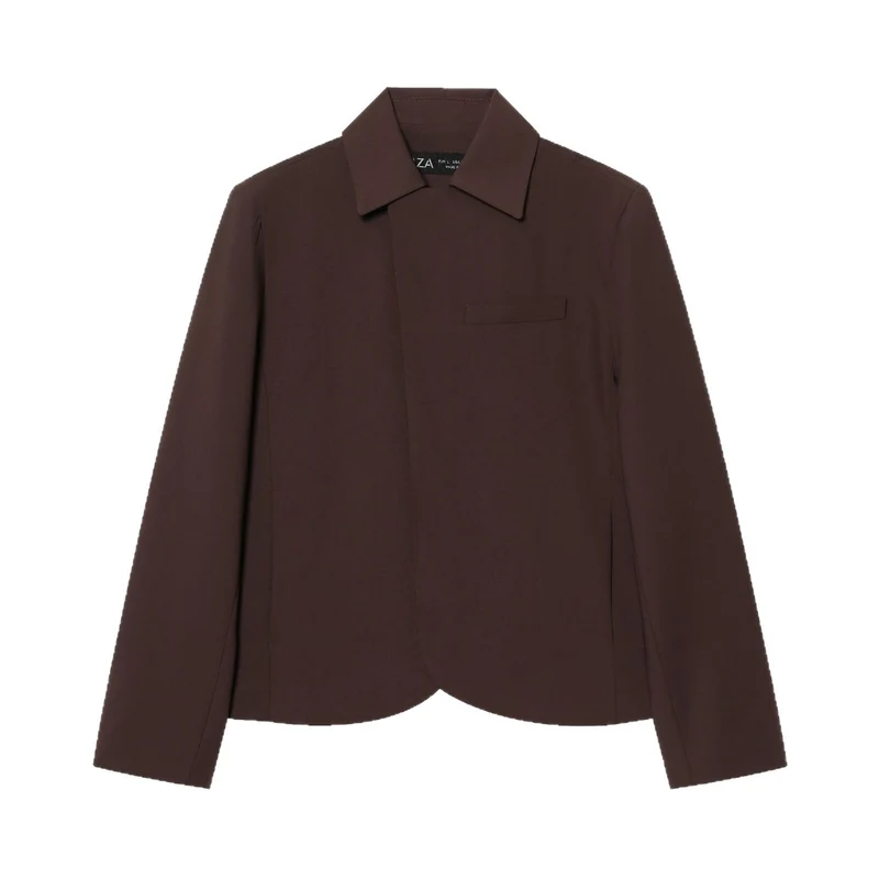 Damen Kurzer taillierter Blazer mit verdeckter Knopfleiste und geschwungenem Saum Drune