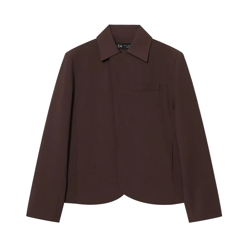 Damen Kurzer taillierter Blazer mit verdeckter Knopfleiste und geschwungenem Saum Drune