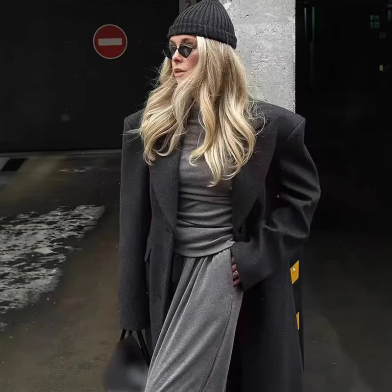 Damen Kurzer Oversize-Mantel mit üppigem Kunstfellkragen Drune