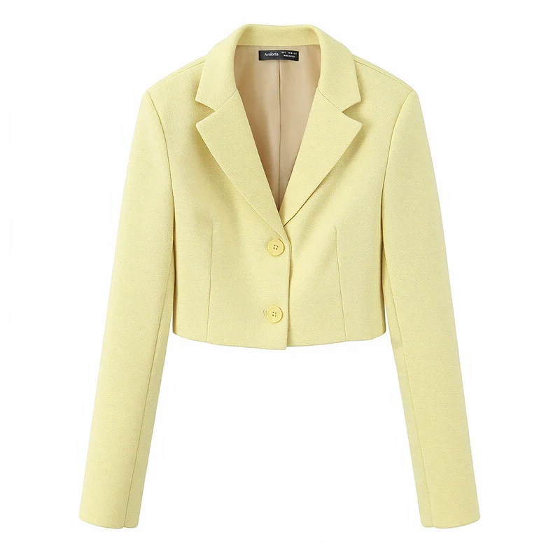 Damen Kurzer Bouclé‑Tweed‑Blazer mit Reverskragen und Zweiknopfverschluss Drune