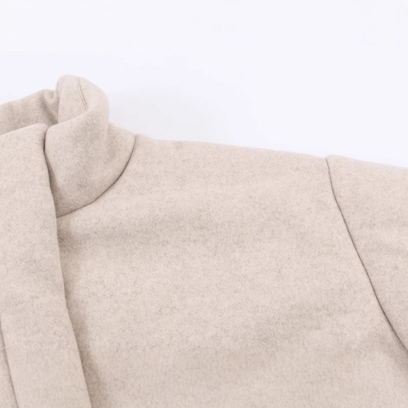 Damen Kurze wattierte Wollmix-Übergangsjacke mit hohem Stehkragen und verdeckter Druckknopfleiste Drune