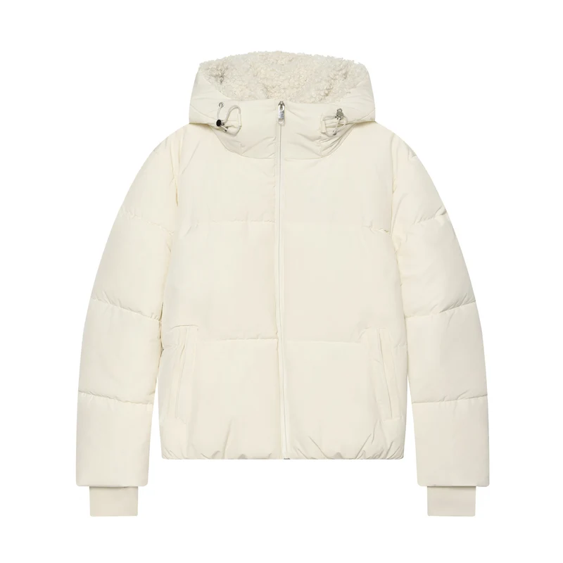 Damen Kurze wattierte Steppjacke mit Teddygefütterter Kapuze Drune