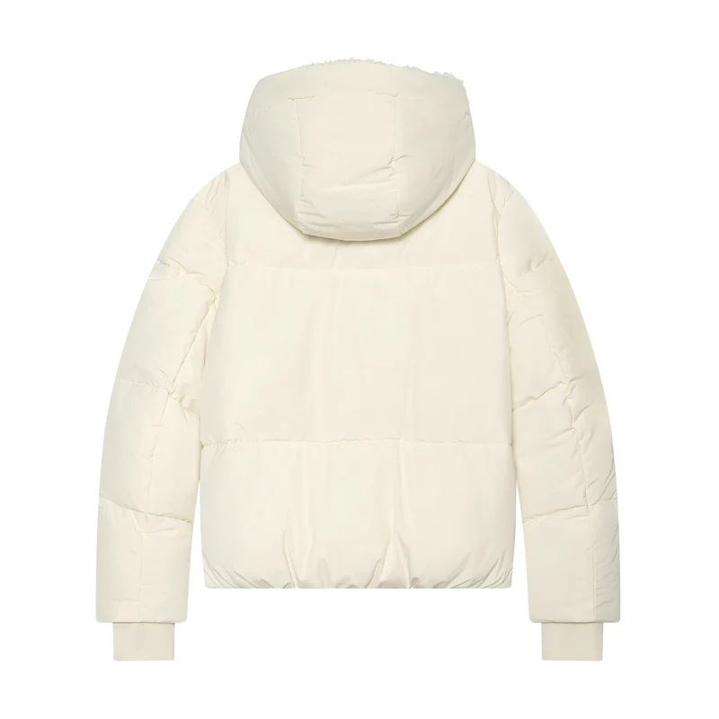 Damen Kurze wattierte Steppjacke mit Teddygefütterter Kapuze Drune