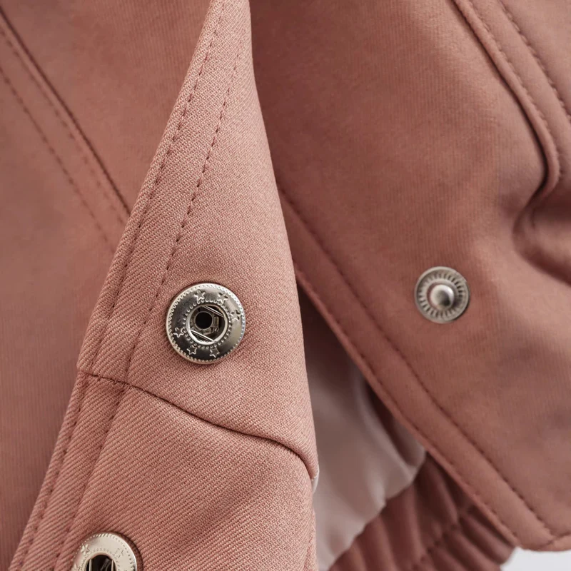 Damen Kurze Utility-Jacke mit Stehkragen, aufgesetzten Pattentaschen und Gummizugbund Drune