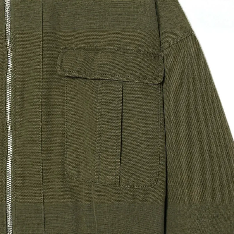 Damen kurze Utility-Jacke mit Reißverschluss, aufgesetzten Brusttaschen und Taillenzug Drune