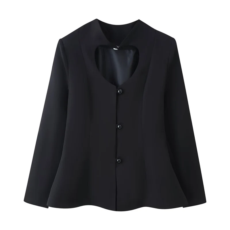 Damen Kurze Taillierte Jacke mit herzförmigem Cut-Out und Schößchen Drune
