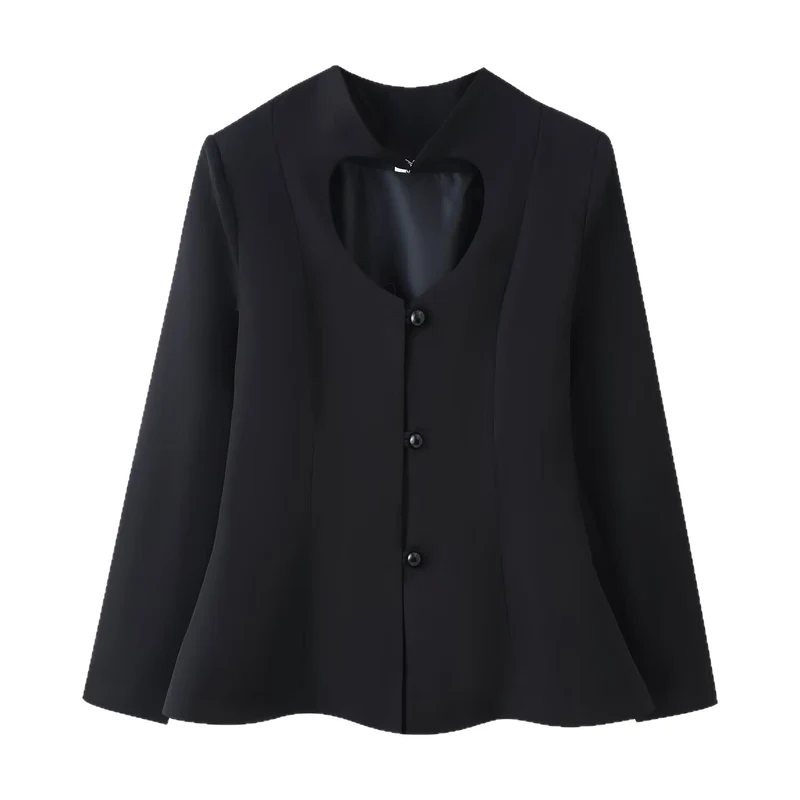 Damen Kurze Taillierte Jacke mit herzförmigem Cut-Out und Schößchen Drune