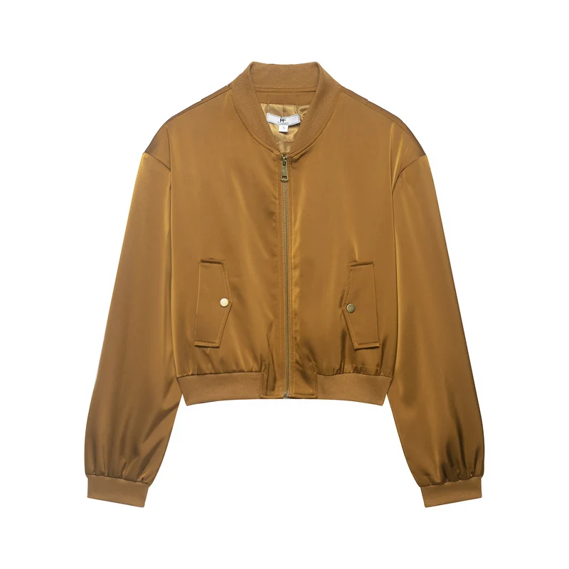 Damen Kurze Satin‑Bomberjacke im Cropped‑Boxy‑Schnitt Drune