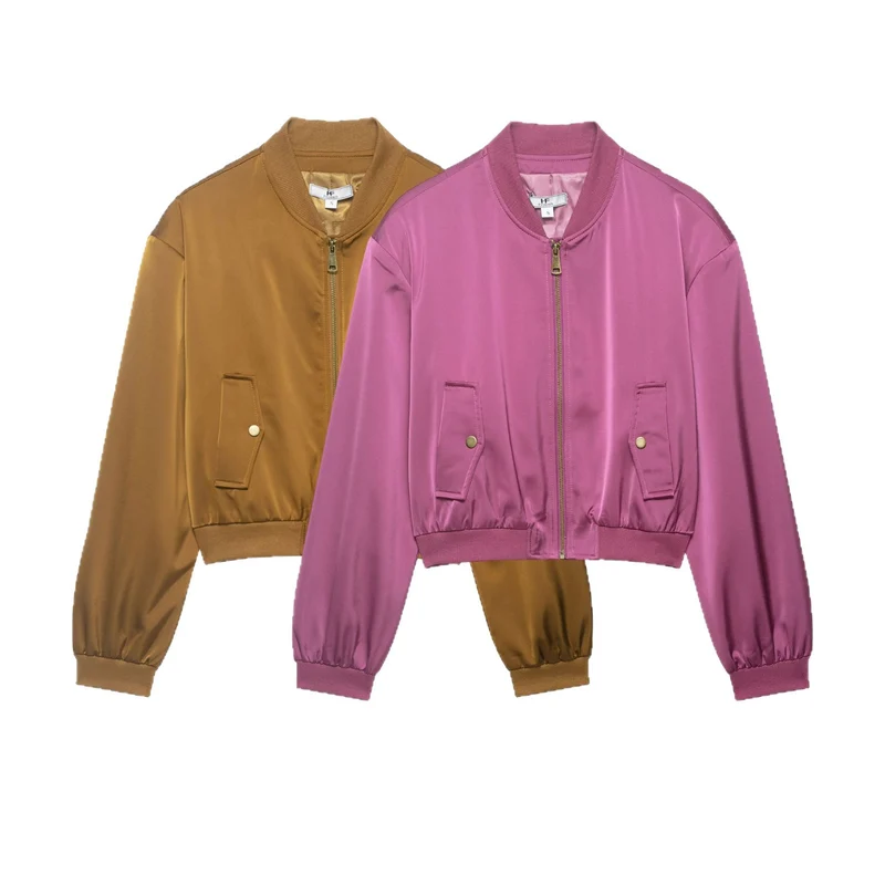 Damen Kurze Satin‑Bomberjacke im Cropped‑Boxy‑Schnitt Drune