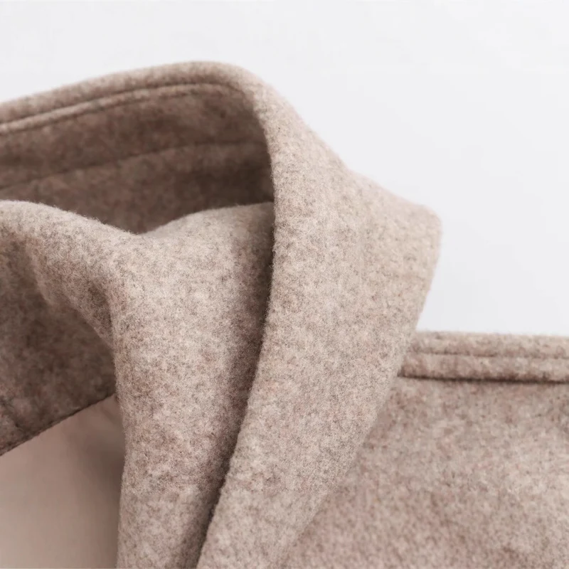 Damen Kurze Oversized Wollmix-Kapuzenjacke mit Ballonärmeln und Rippbündchen Drune