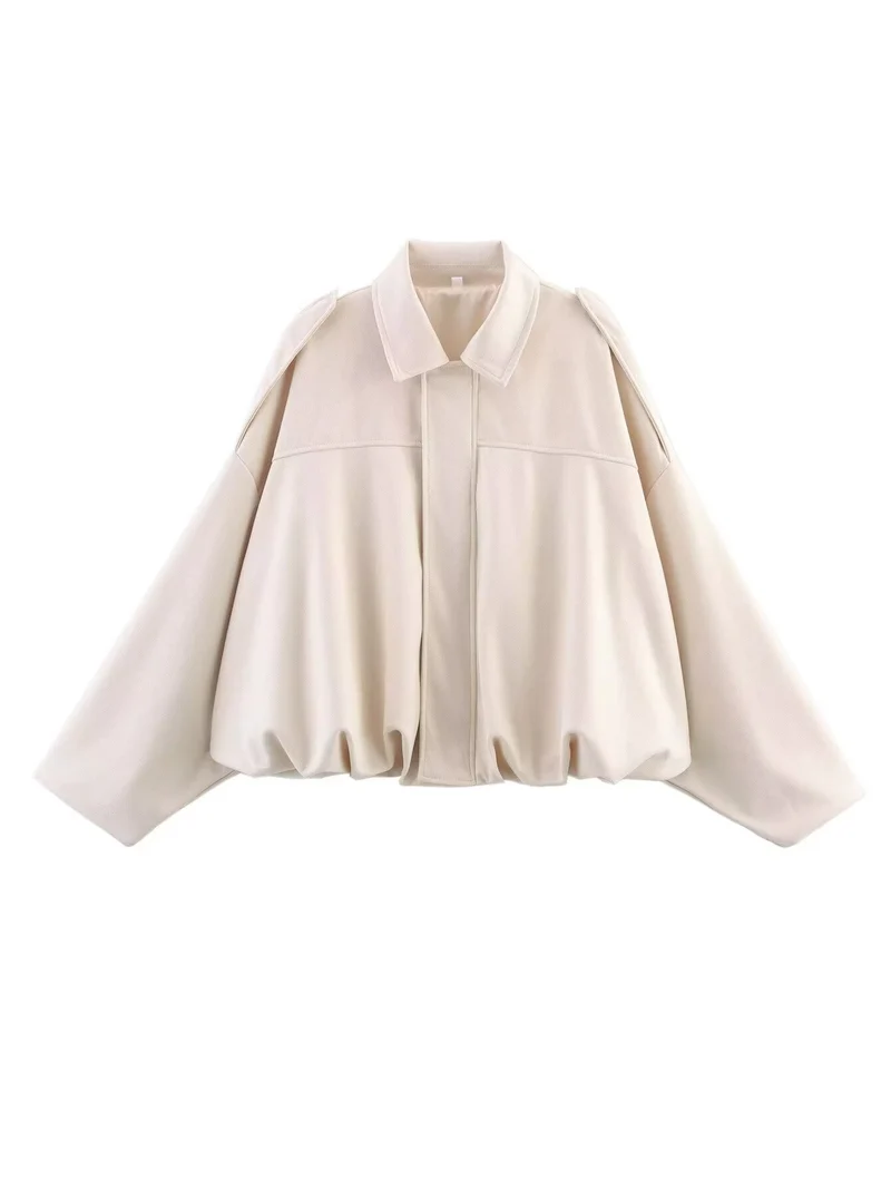 Damen Kurze Oversize‑Jacke im Cape‑Look mit ballonförmigem Saum Drune