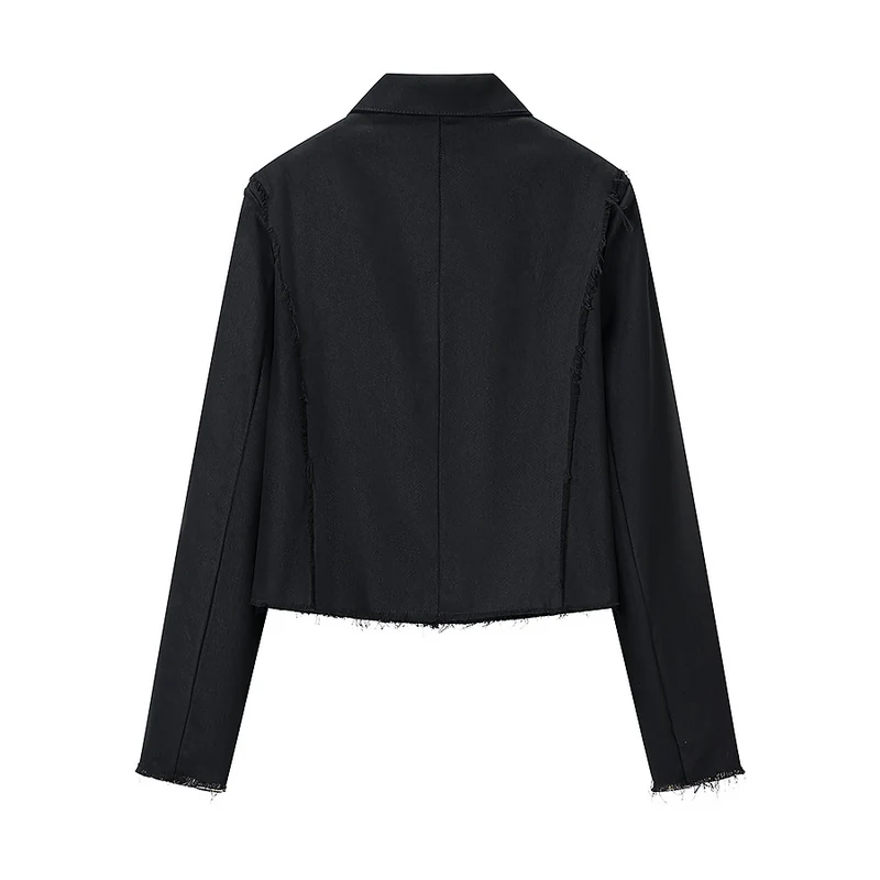 Damen Kurze militärisch inspirierte Jacke mit Zierkordeln und fransigem Saum Drune