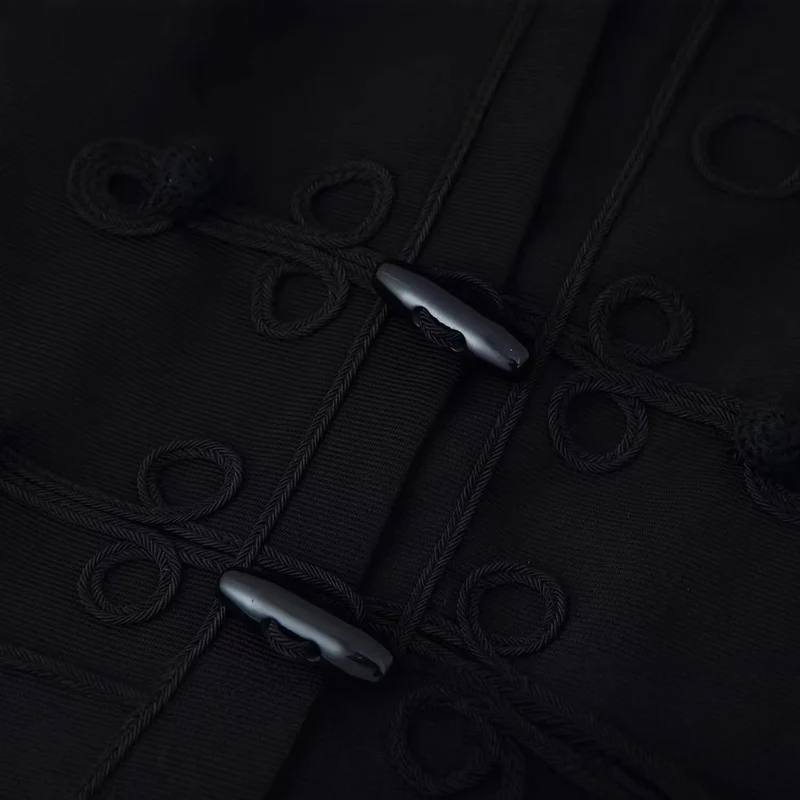 Damen Kurze militärisch inspirierte Jacke mit Knoten- und Kordelverschlüssen Drune
