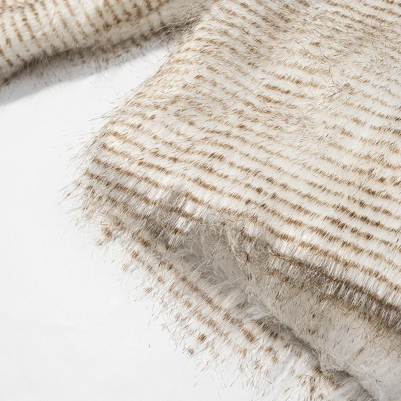 Damen Kurze Kunstfelljacke mit voluminösen Ärmeln und Rundhalsausschnitt Drune