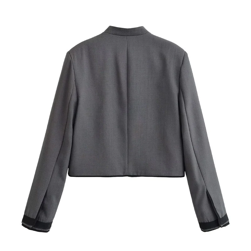 Damen Kurze Jacke mit Stehkragen, dekorativen Froschverschlüssen und boxy Schnitt Drune