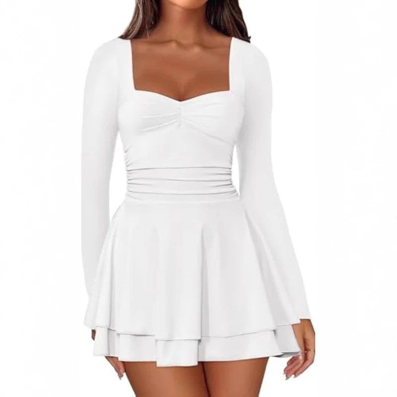 Damen Elegantes Kleid mit langen Ärmeln Drune