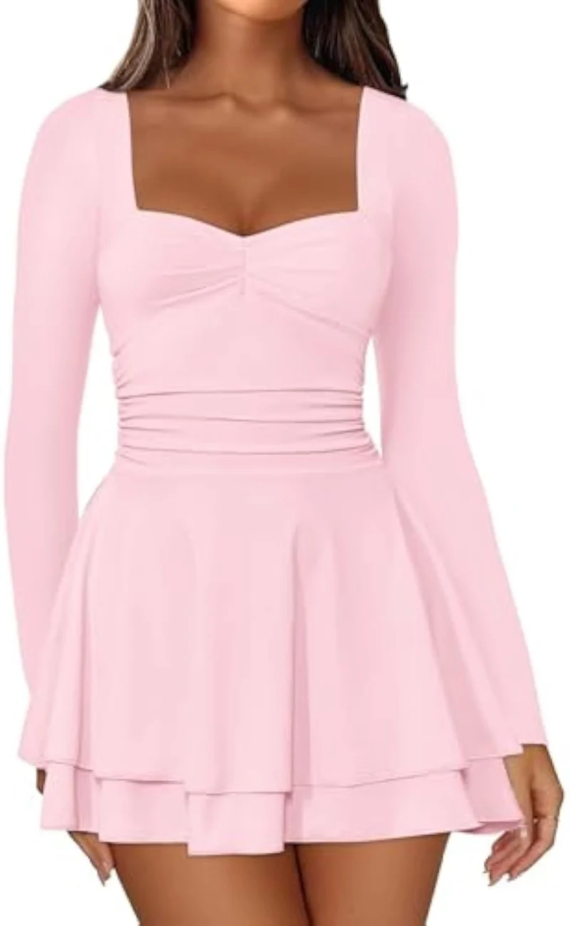 Damen Elegantes Kleid mit langen Ärmeln Drune