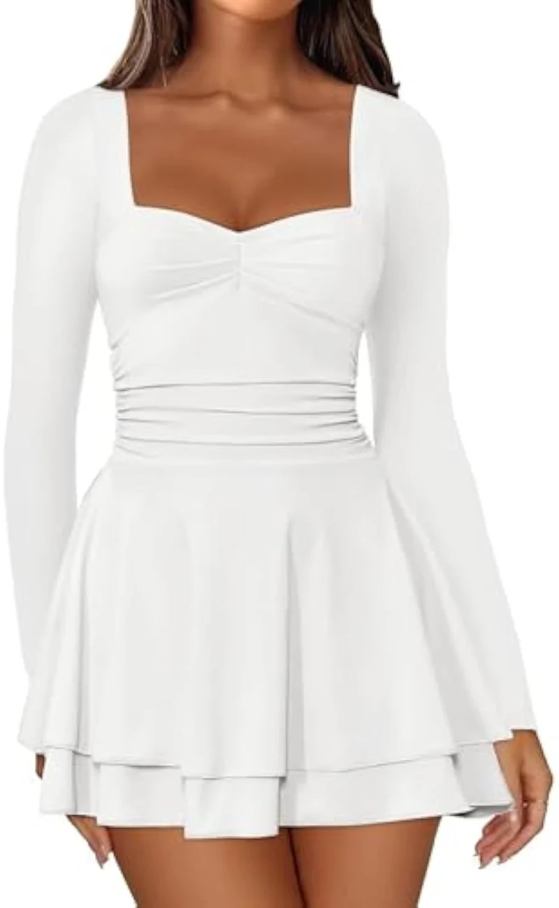 Damen Elegantes Kleid mit langen Ärmeln Drune