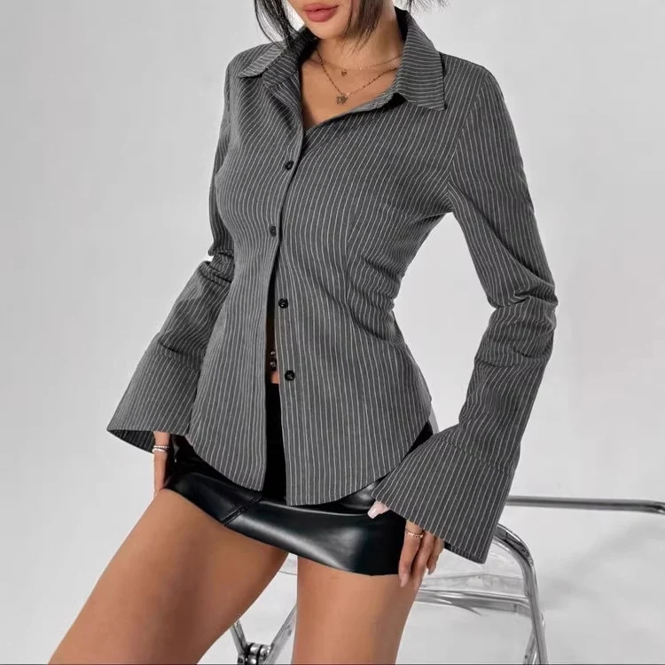 Damen Elegantes Hemd mit ausgestellten Ärmeln Drune