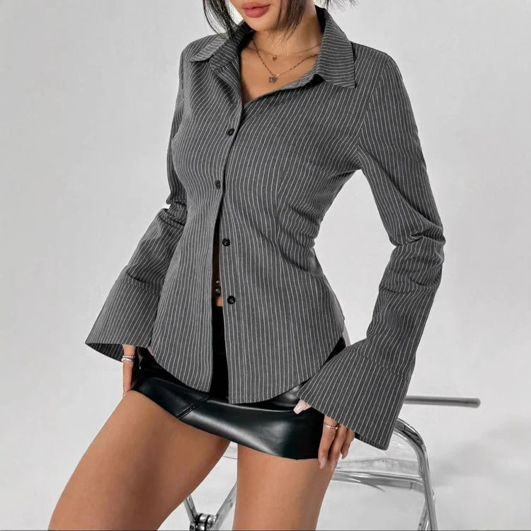 Damen Elegantes Hemd mit ausgestellten Ärmeln Drune