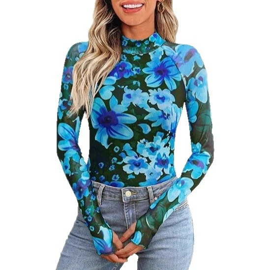Damen Elegantes Blusenoberteil mit floralen Mustern Drune