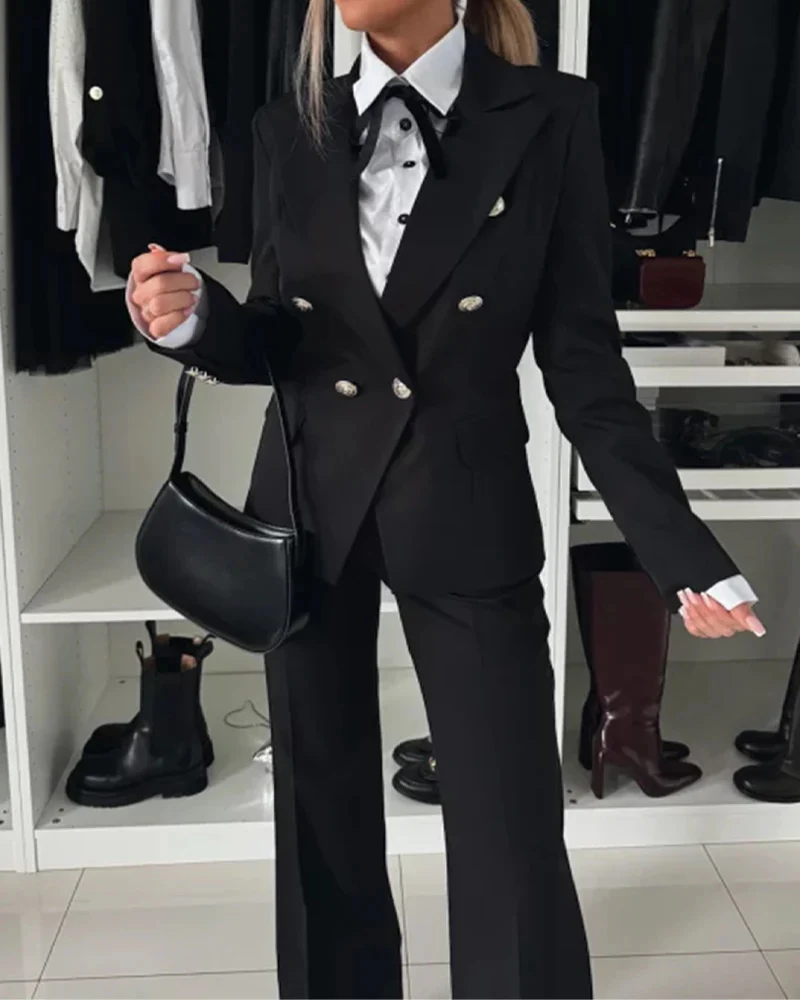 Damen Elegantes Blazer-Set mit weiter Hose Drune