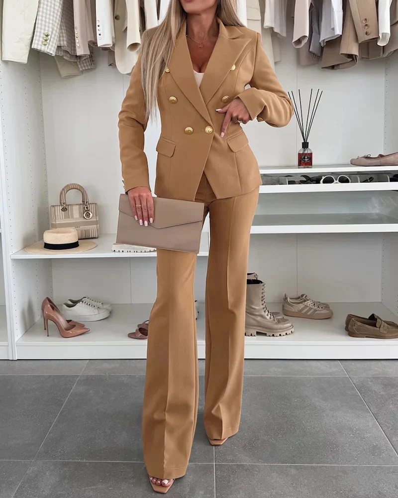 Damen Elegantes Blazer-Set mit weiter Hose Drune