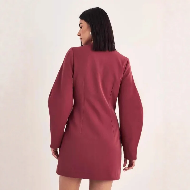 Damen Elegantes Blazer-Kleid mit Knopfdetails Drune