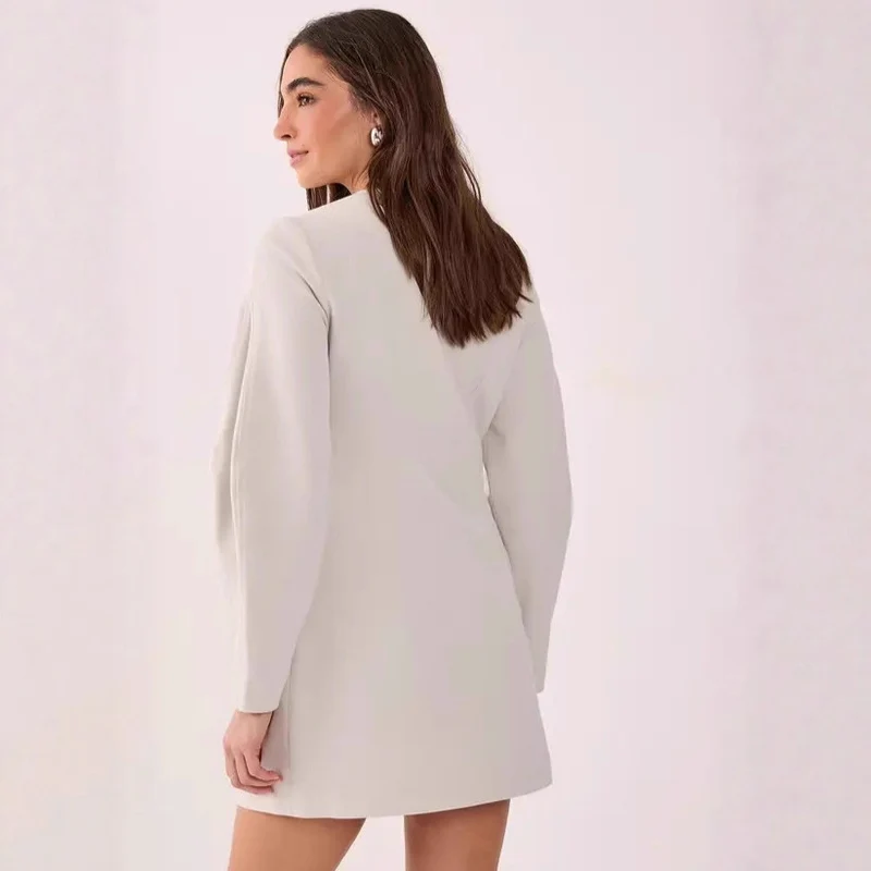Damen Elegantes Blazer-Kleid mit Knopfdetails Drune