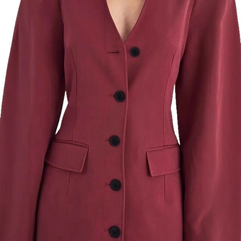Damen Elegantes Blazer-Kleid mit Knopfdetails Drune