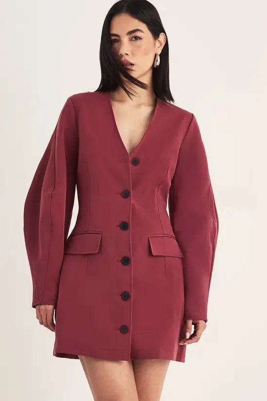 Damen Elegantes Blazer-Kleid mit Knopfdetails Drune