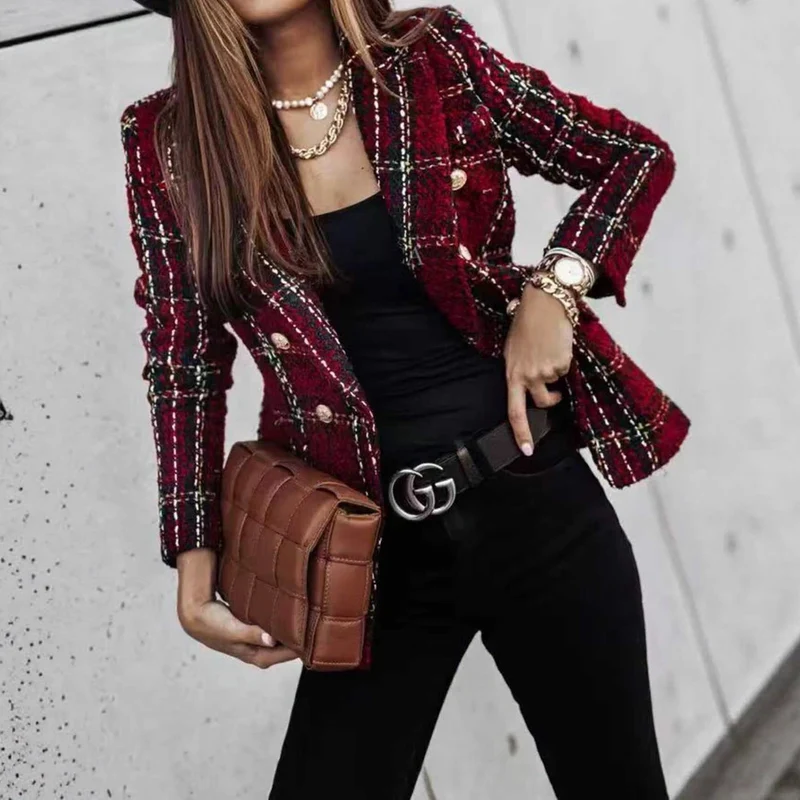 Damen Eleganter Strukturierter Blazer Drune