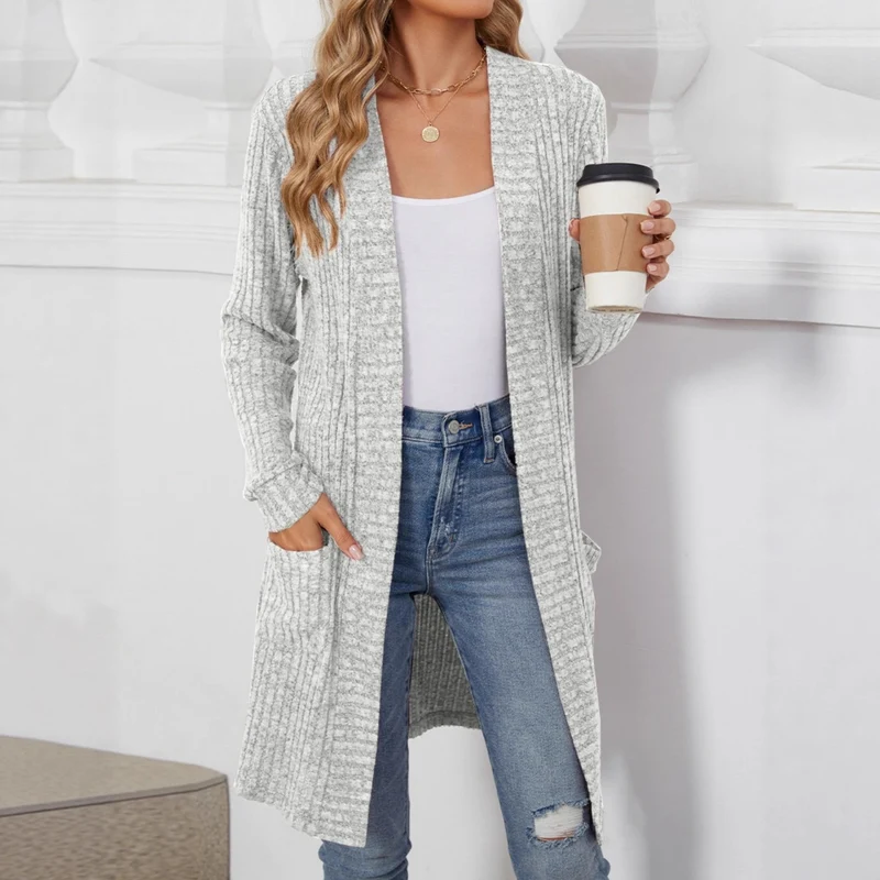 Damen Eleganter Strickcardigan mit offenen Front Drune