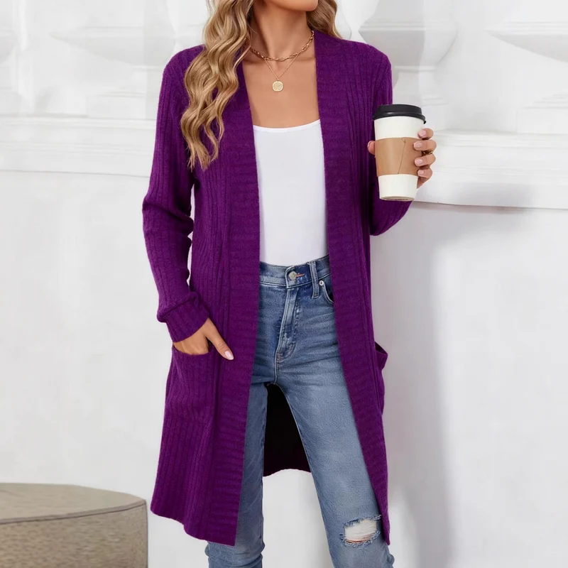 Damen Eleganter Strickcardigan mit offenen Front Drune