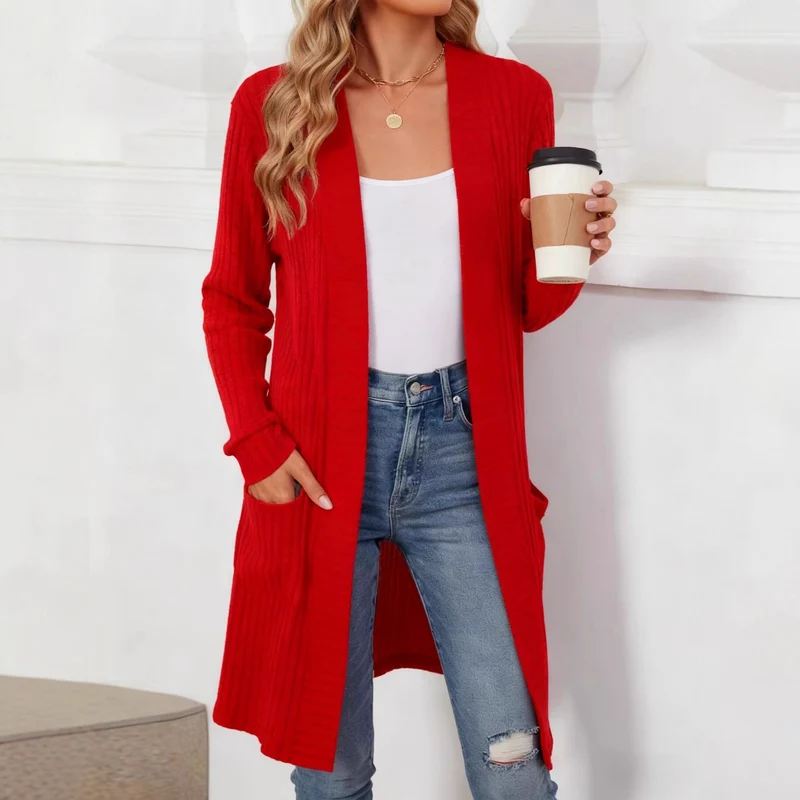 Damen Eleganter Strickcardigan mit offenen Front Drune