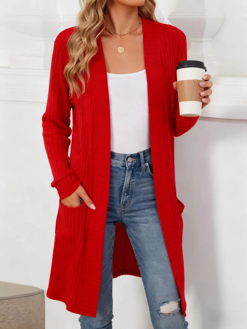 Damen Eleganter Strickcardigan mit offenen Front Drune