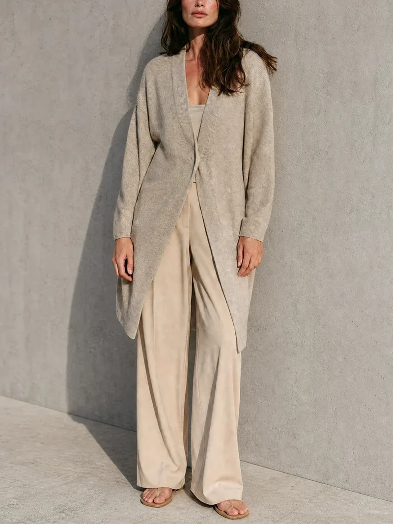 Damen Eleganter Longcardigan aus weichem Strick Drune