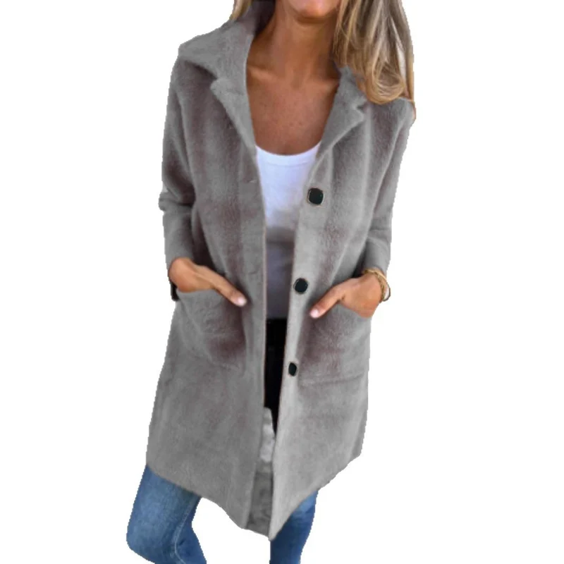 Damen Eleganter länger geschnittener Kurzmäntel Drune