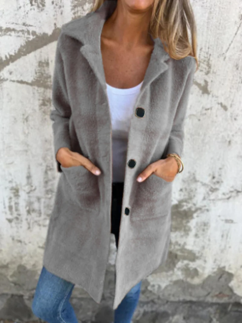 Damen Eleganter länger geschnittener Kurzmäntel Drune
