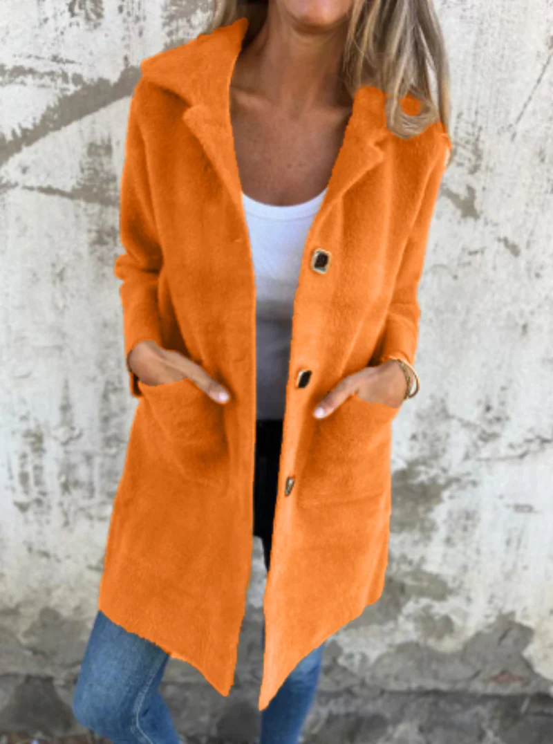 Damen Eleganter länger geschnittener Kurzmäntel Drune